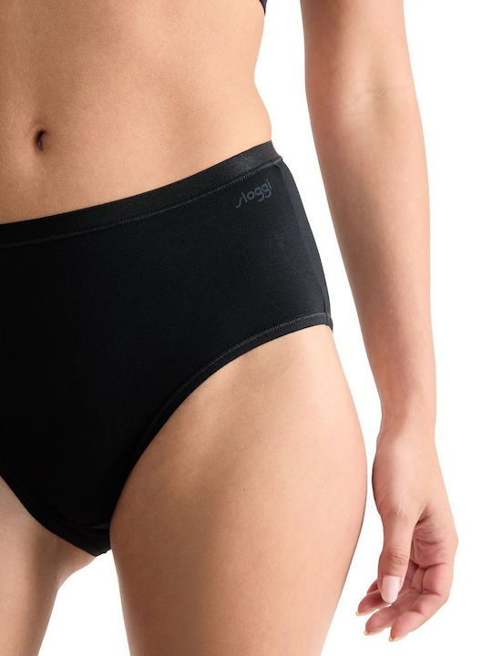 Γυναικεία slip 3 PACK 3 τεμαχίων Βαμβακερό Sloggi GO Daily Cotton MIDI 10222325-0004 ΜΑΥΡΟ