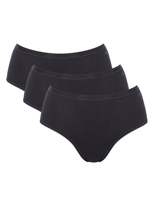 Γυναικεία slip 3 PACK 3 τεμαχίων Βαμβακερό Sloggi GO Daily Cotton MIDI 10222325-0004 ΜΑΥΡΟ