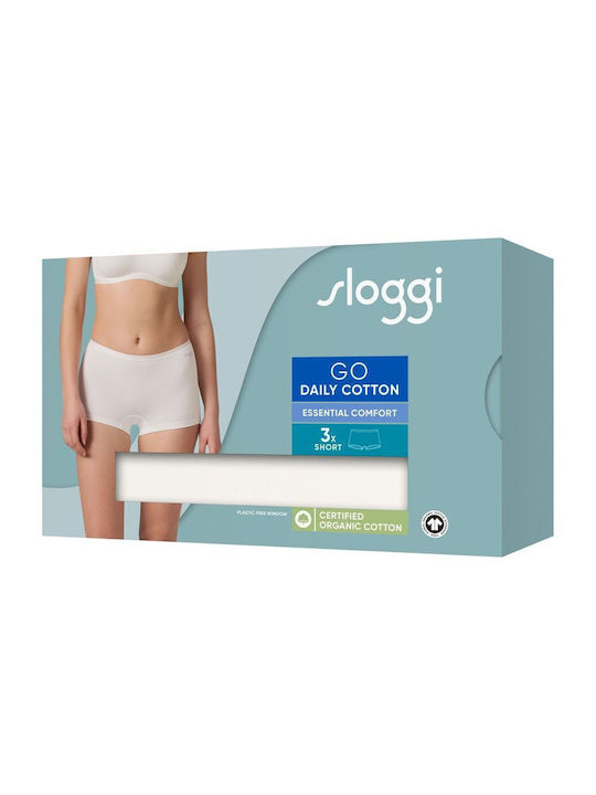 Γυναικεία slip Boxer 3 PACK 3 τεμαχίων Βαμβακερό Sloggi GO Daily  Short 10222337-00GZ Silk White