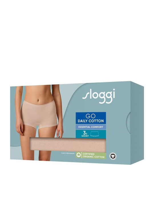 Γυναικεία slip Boxer 3 PACK 3 τεμαχίων Βαμβακερό Sloggi GO Daily  Short 10222337-00LZ BEIZE