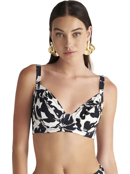 Γυναικείο μαγιό Bikini Top Strapless Blu4u 25366126D-02 D CUP Άσπρο-μαύρο