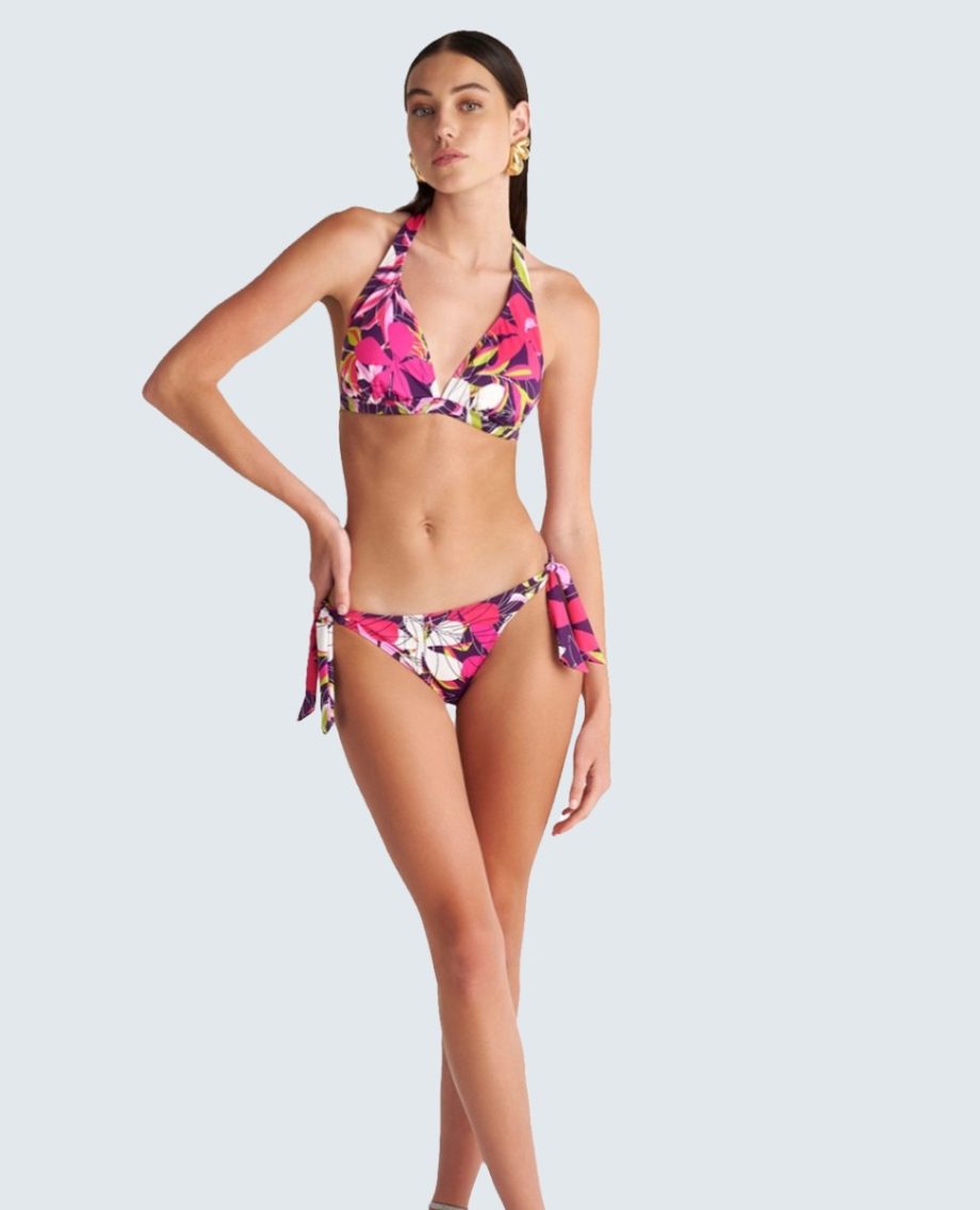 Γυναικείο Μαγιό Bikini set Σταθερό Tρίγωνο Πάνω - με κορδόνι Κάτω Blu4u 25357701D-11 CUP D ΜΩΒ-ΦΟΥΞΙΑ