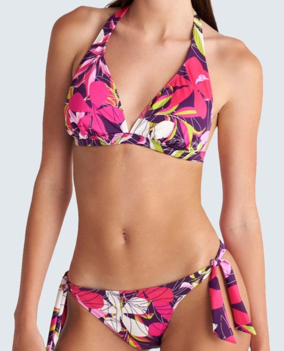Γυναικείο Μαγιό Bikini set Σταθερό Tρίγωνο Πάνω - με κορδόνι Κάτω Blu4u 25357701D-11 CUP D ΜΩΒ-ΦΟΥΞΙΑ